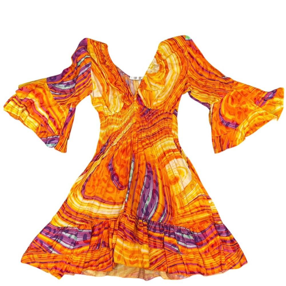 Nicola Venetia Steele Vibrant Orange Multicolor Dress One Size fits most!